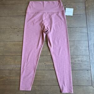 Beyond Yoga NWT Women's Size XL High Rise Midi Leggings Heathered Ribbed Rose
